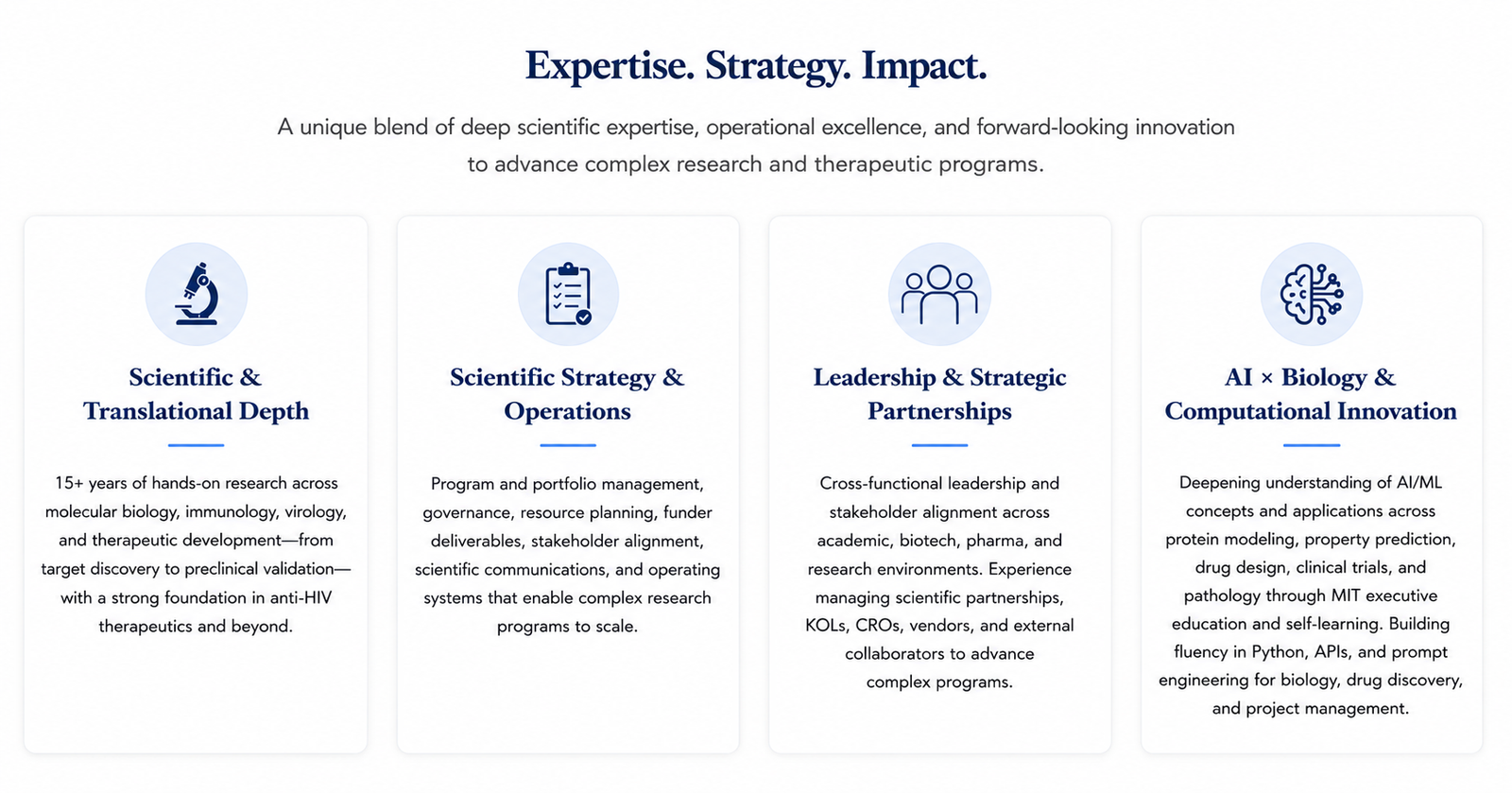 Scientific leadership and AI-enabled biology capabilities